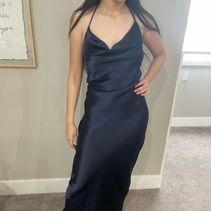 Satin Navy Slip Dress